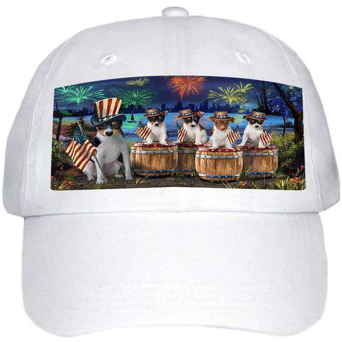 4th of July Independence Day Fireworks Rat Terriers at the Lake Ball Hat Cap HAT56877