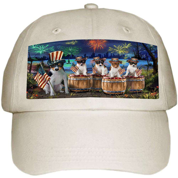 4th of July Independence Day Fireworks Rat Terriers at the Lake Ball Hat Cap HAT56877