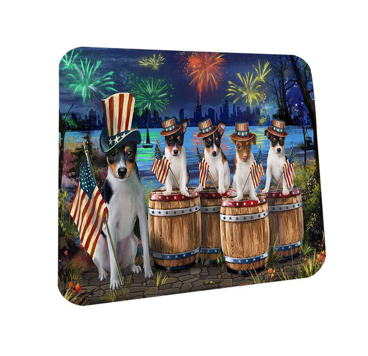 4th of July Independence Day Fireworks Rat Terriers at the Lake Coasters Set of 4 CST51007
