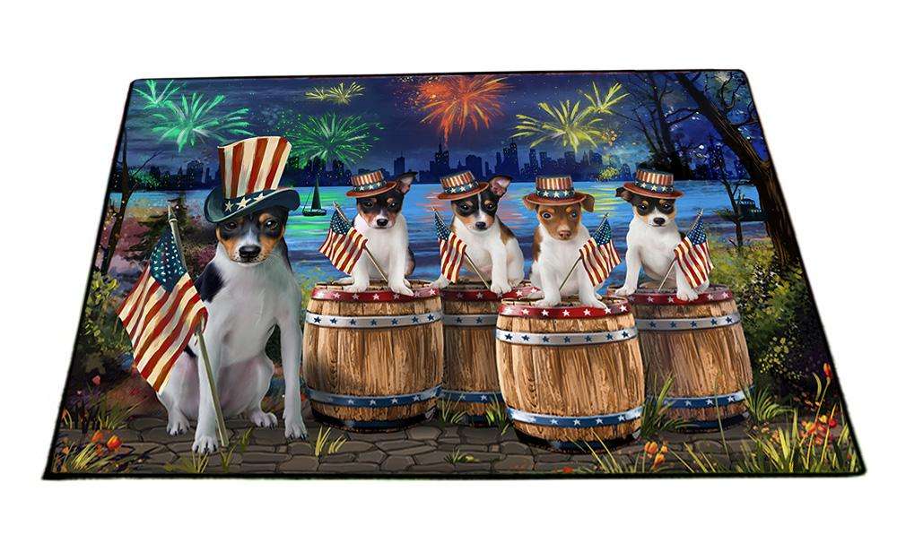 4th of July Independence Day Fireworks Rat Terriers at the Lake Floormat FLMS50970