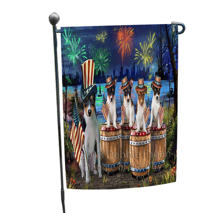 4th of July Independence Day Fireworks Rat Terriers at the Lake Garden Flag GFLG50970