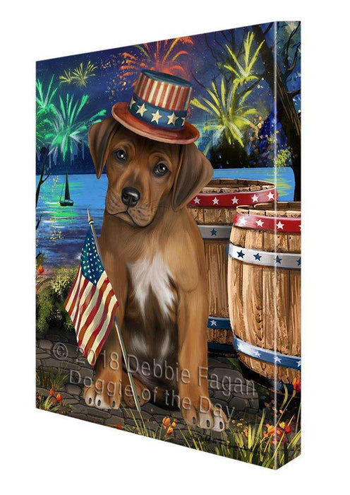 4th of July Independence Day Fireworks Rhodesian Ridgeback Dog at the Lake Canvas Print Wall Art Décor CVS77471