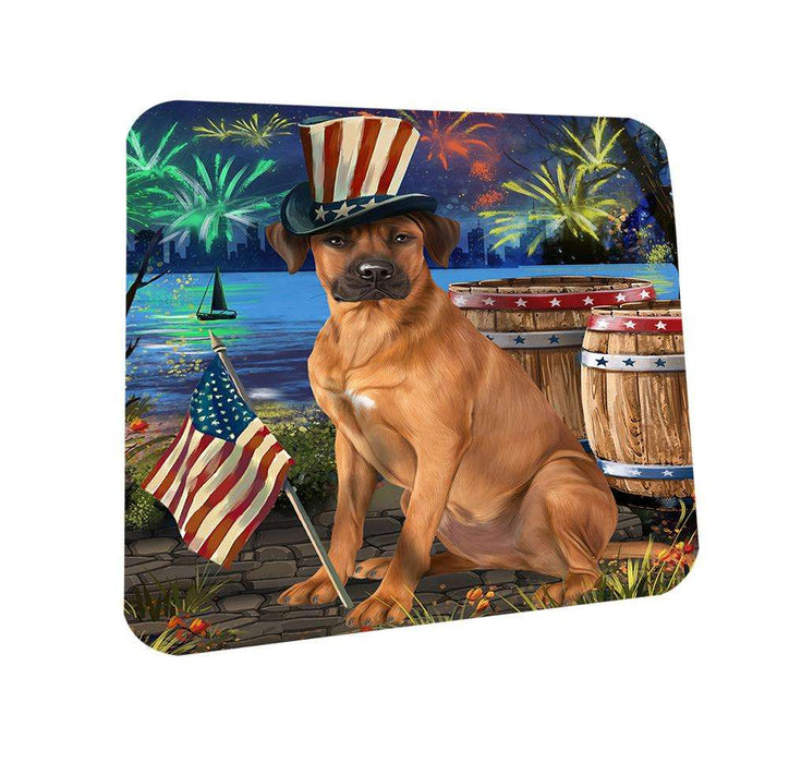 4th of July Independence Day Fireworks Rhodesian Ridgeback Dog at the Lake Coasters Set of 4 CST51167