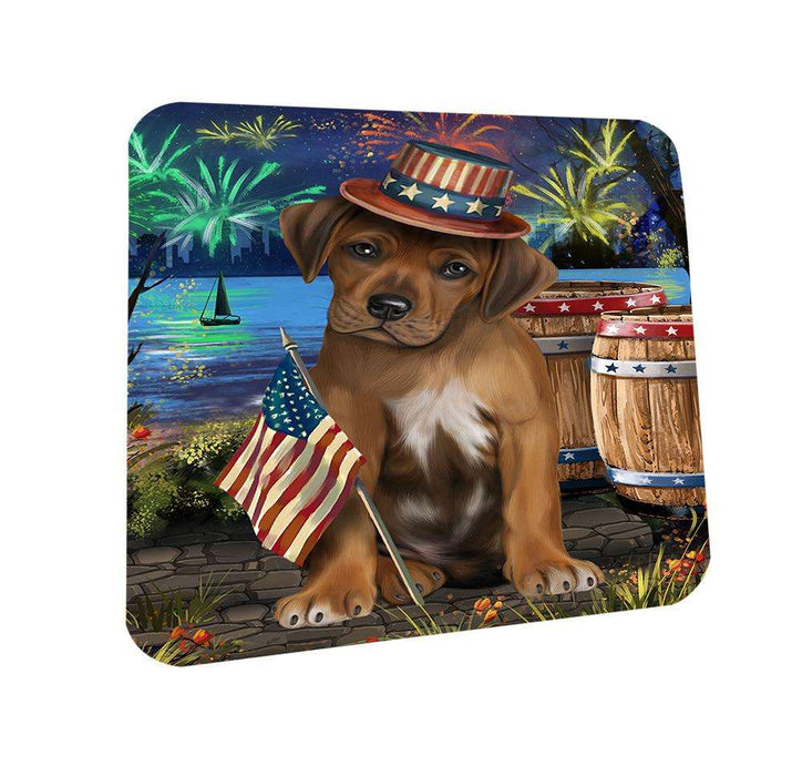 4th of July Independence Day Fireworks Rhodesian Ridgeback Dog at the Lake Coasters Set of 4 CST51168