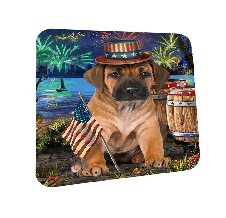 4th of July Independence Day Fireworks Rhodesian Ridgeback Dog at the Lake Coasters Set of 4 CST51169
