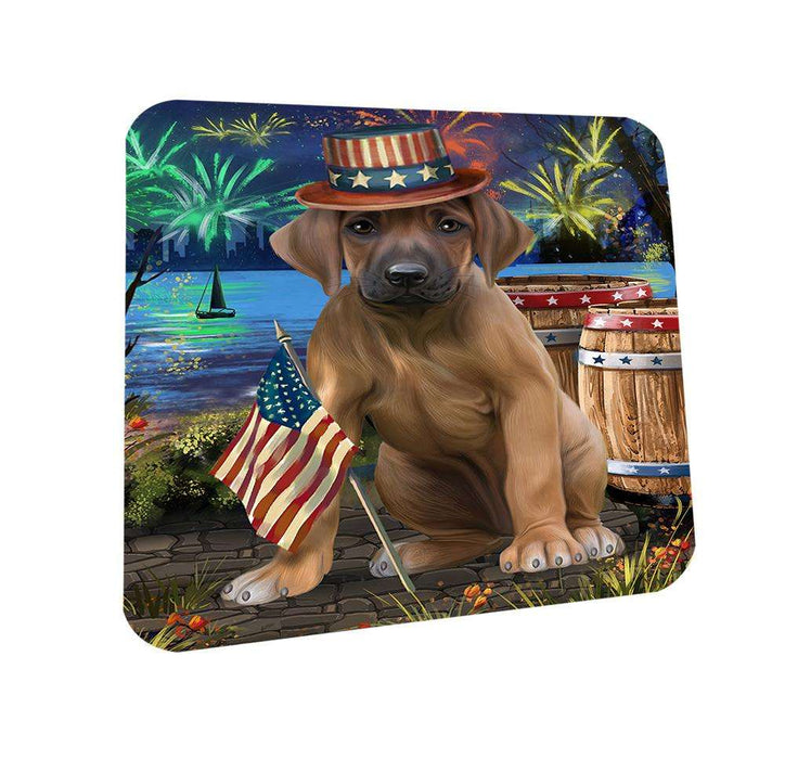 4th of July Independence Day Fireworks Rhodesian Ridgeback Dog at the Lake Coasters Set of 4 CST51170