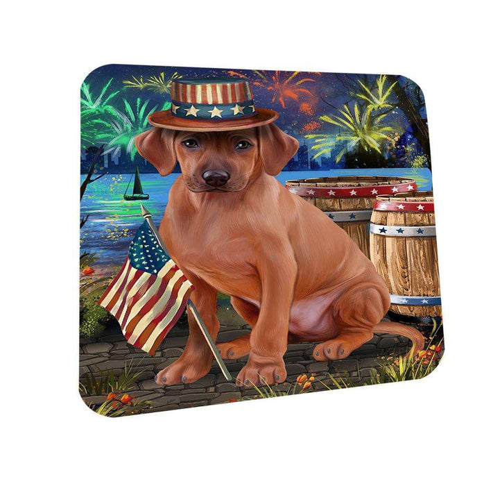 4th of July Independence Day Fireworks Rhodesian Ridgeback Dog at the Lake Coasters Set of 4 CST51171