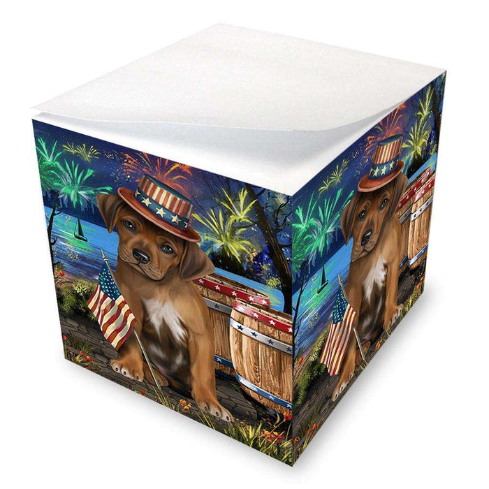 4th of July Independence Day Fireworks Rhodesian Ridgeback Dog at the Lake Note Cube NOC51209