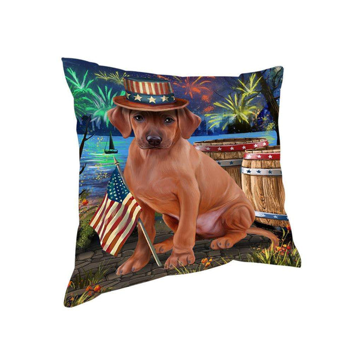 4th of July Independence Day Fireworks Rhodesian Ridgeback Dog at the Lake Pillow PIL60912