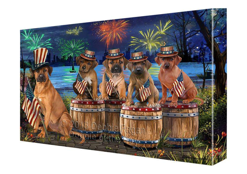 4th of July Independence Day Fireworks Rhodesian Ridgebacks at the Lake Canvas Print Wall Art Décor CVS76031