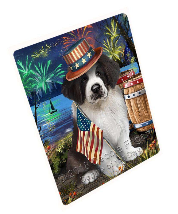 4th of July Independence Day Fireworks Saint Bernard Dog at the Lake Large Refrigerator / Dishwasher Magnet RMAG66000
