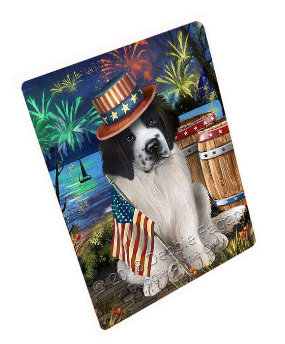 4th of July Independence Day Fireworks Saint Bernard Dog at the Lake Large Refrigerator / Dishwasher Magnet RMAG66006