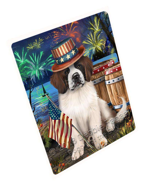 4th of July Independence Day Fireworks Saint Bernard Dog at the Lake Large Refrigerator / Dishwasher Magnet RMAG66012