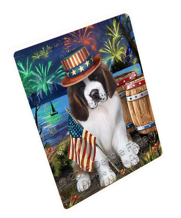 4th of July Independence Day Fireworks Saint Bernard Dog at the Lake Large Refrigerator / Dishwasher Magnet RMAG66018