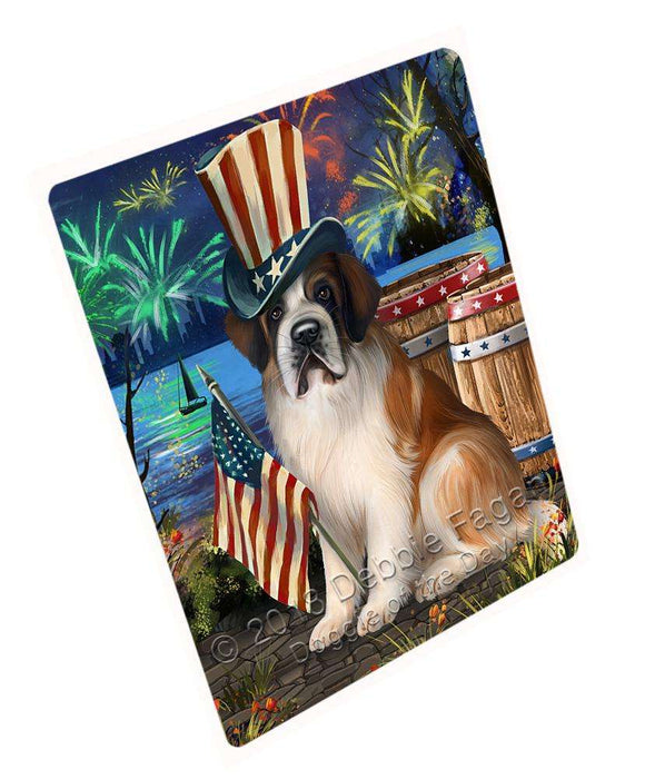4th of July Independence Day Fireworks Saint Bernard Dog at the Lake Large Refrigerator / Dishwasher Magnet RMAG66024
