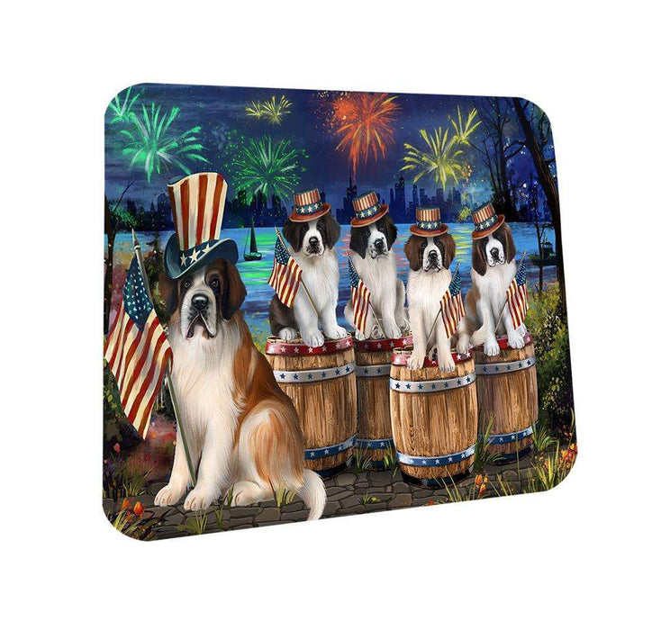 4th of July Independence Day Fireworks Saint Bernards at the Lake Coasters Set of 4 CST51009