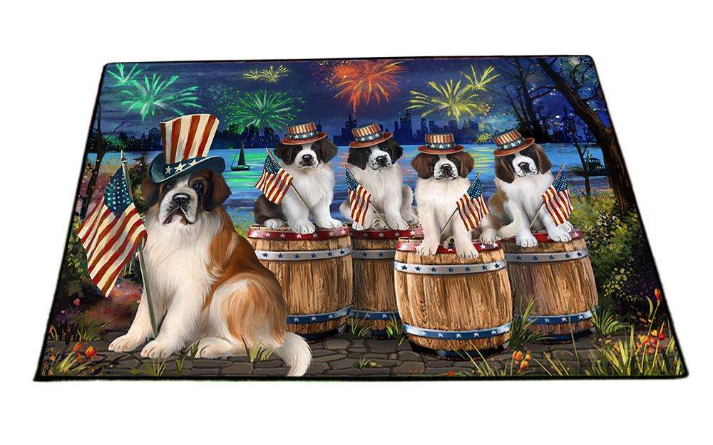 4th of July Independence Day Fireworks Saint Bernards at the Lake Floormat FLMS50976