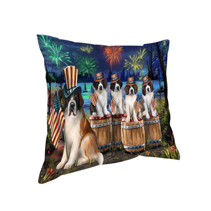 4th of July Independence Day Fireworks Saint Bernards at the Lake Pillow PIL60264