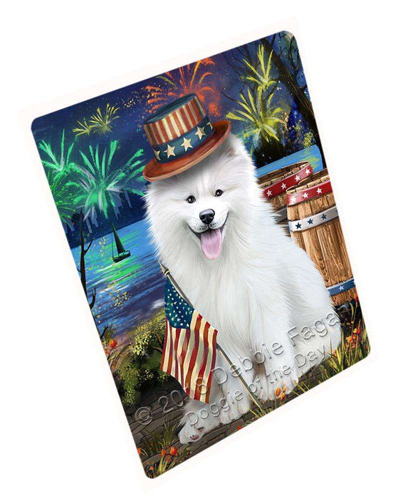 4th of July Independence Day Fireworks Samoyed Dog at the Lake Large Refrigerator / Dishwasher Magnet RMAG67344