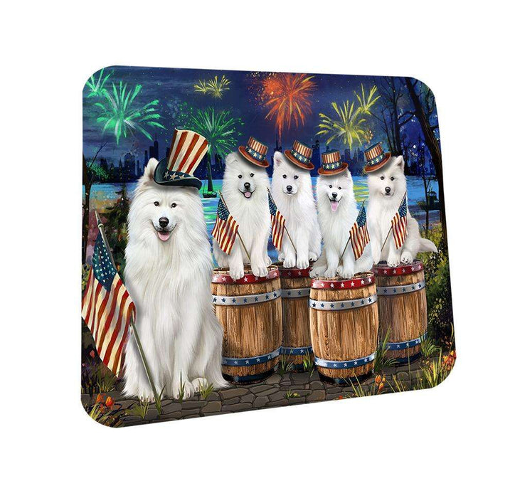 4th of July Independence Day Fireworks Samoyeds at the Lake Coasters Set of 4 CST51010