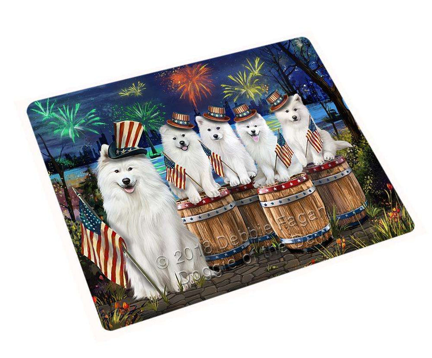 4th of July Independence Day Fireworks Samoyeds at the Lake Cutting Board C57177