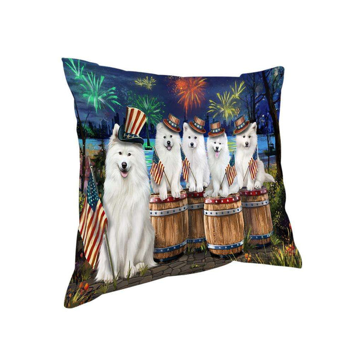 4th of July Independence Day Fireworks Samoyeds at the Lake Pillow PIL60268