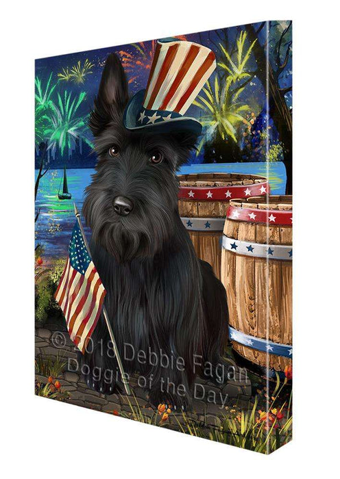 4th of July Independence Day Fireworks Scottish Terrier Dog at the Lake Canvas Print Wall Art Décor CVS77552