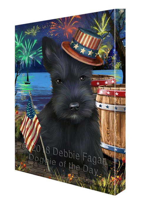 4th of July Independence Day Fireworks Scottish Terrier Dog at the Lake Canvas Print Wall Art Décor CVS77561