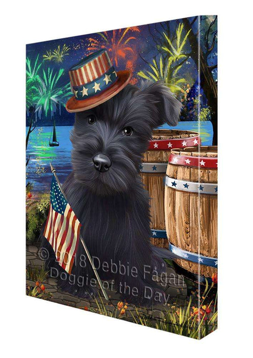 4th of July Independence Day Fireworks Scottish Terrier Dog at the Lake Canvas Print Wall Art Décor CVS77570