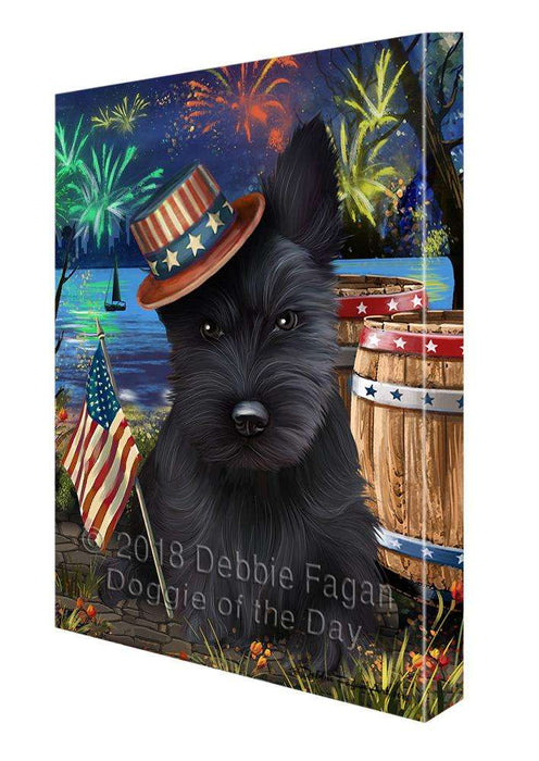 4th of July Independence Day Fireworks Scottish Terrier Dog at the Lake Canvas Print Wall Art Décor CVS77579