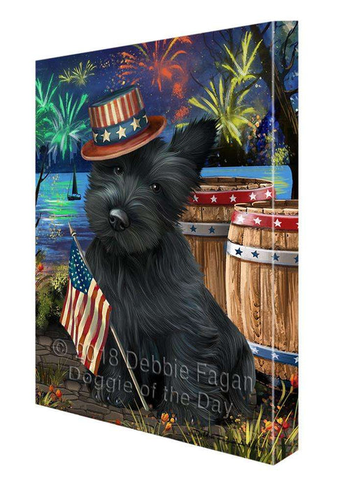 4th of July Independence Day Fireworks Scottish Terrier Dog at the Lake Canvas Print Wall Art Décor CVS77588
