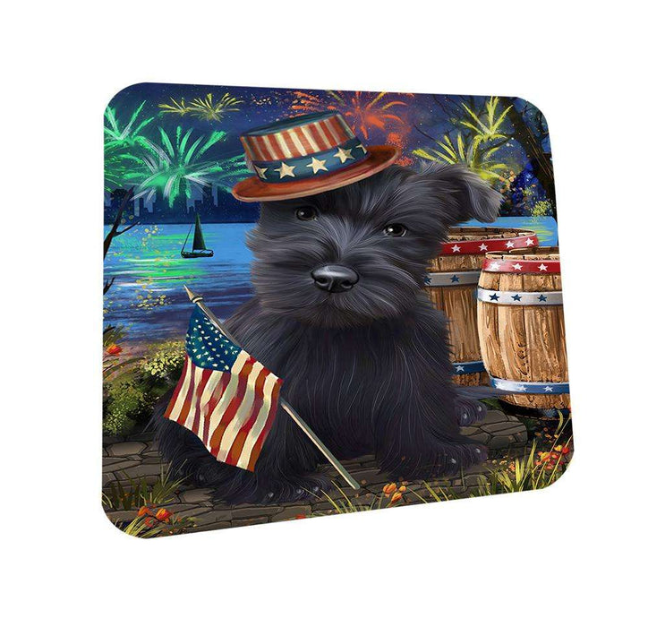 4th of July Independence Day Fireworks Scottish Terrier Dog at the Lake Coasters Set of 4 CST51179