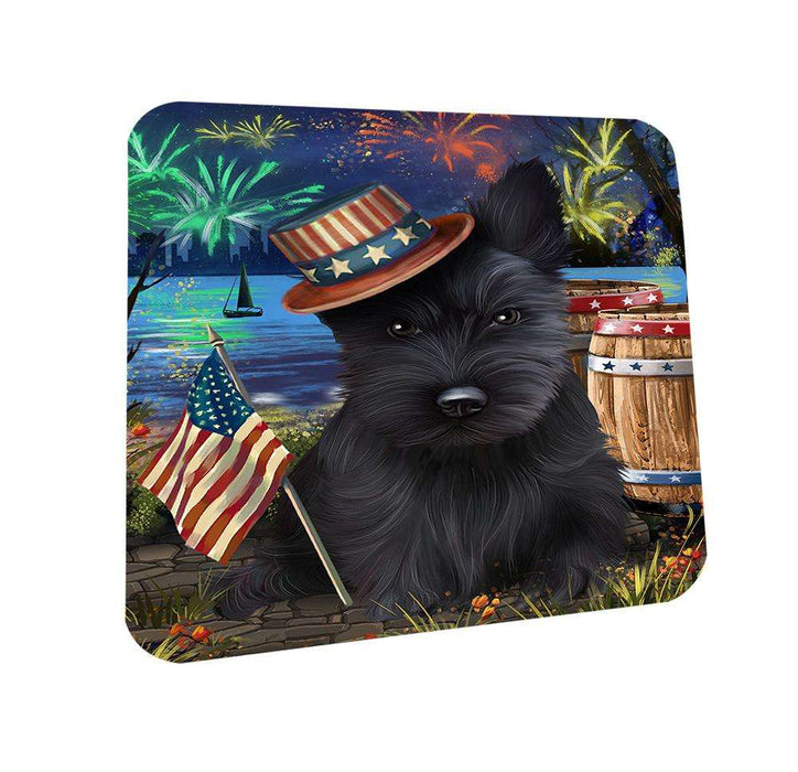 4th of July Independence Day Fireworks Scottish Terrier Dog at the Lake Coasters Set of 4 CST51180