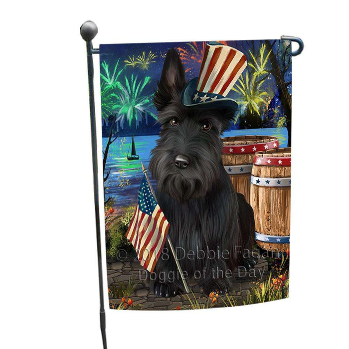 4th of July Independence Day Fireworks Scottish Terrier Dog at the Lake Garden Flag GFLG51140