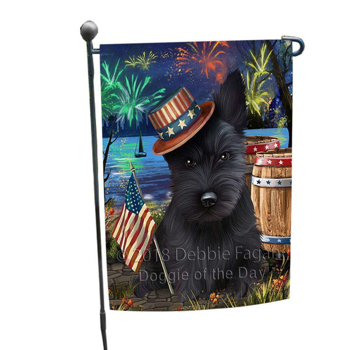 4th of July Independence Day Fireworks Scottish Terrier Dog at the Lake Garden Flag GFLG51143