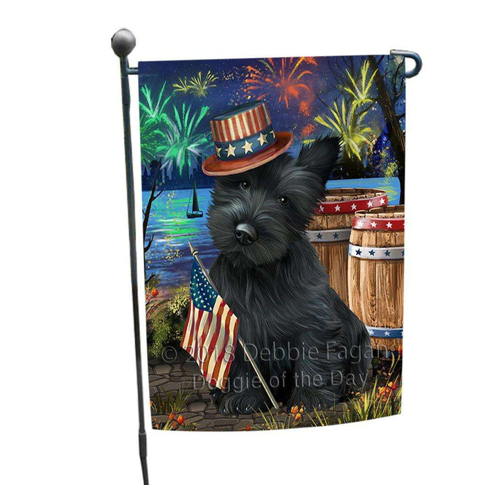 4th of July Independence Day Fireworks Scottish Terrier Dog at the Lake Garden Flag GFLG51144
