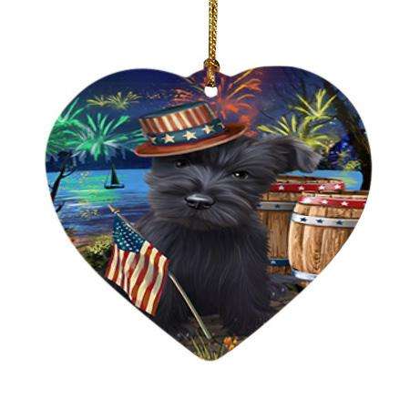 4th of July Independence Day Fireworks Scottish Terrier Dog at the Lake Heart Christmas Ornament HPOR51220