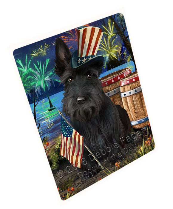 4th of July Independence Day Fireworks Scottish Terrier Dog at the Lake Large Refrigerator / Dishwasher Magnet RMAG67356