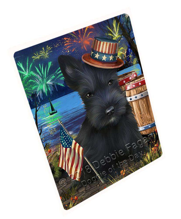 4th of July Independence Day Fireworks Scottish Terrier Dog at the Lake Large Refrigerator / Dishwasher Magnet RMAG67362