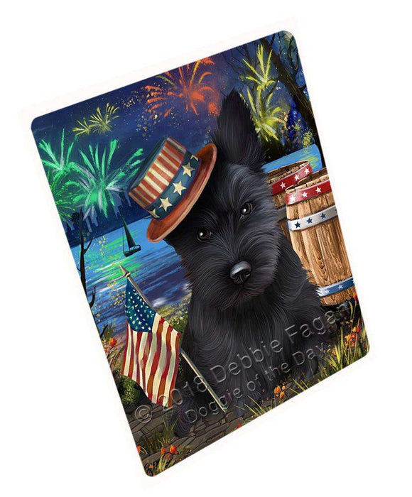 4th of July Independence Day Fireworks Scottish Terrier Dog at the Lake Large Refrigerator / Dishwasher Magnet RMAG67374