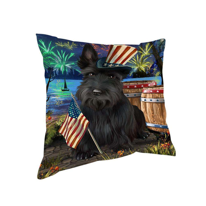 4th of July Independence Day Fireworks Scottish Terrier Dog at the Lake Pillow PIL60936