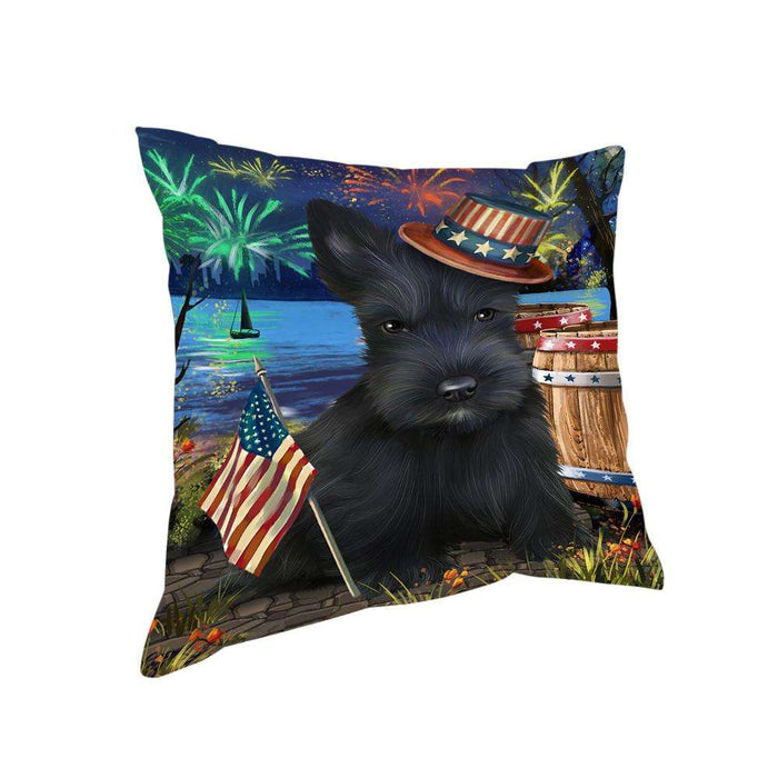 4th of July Independence Day Fireworks Scottish Terrier Dog at the Lake Pillow PIL60940