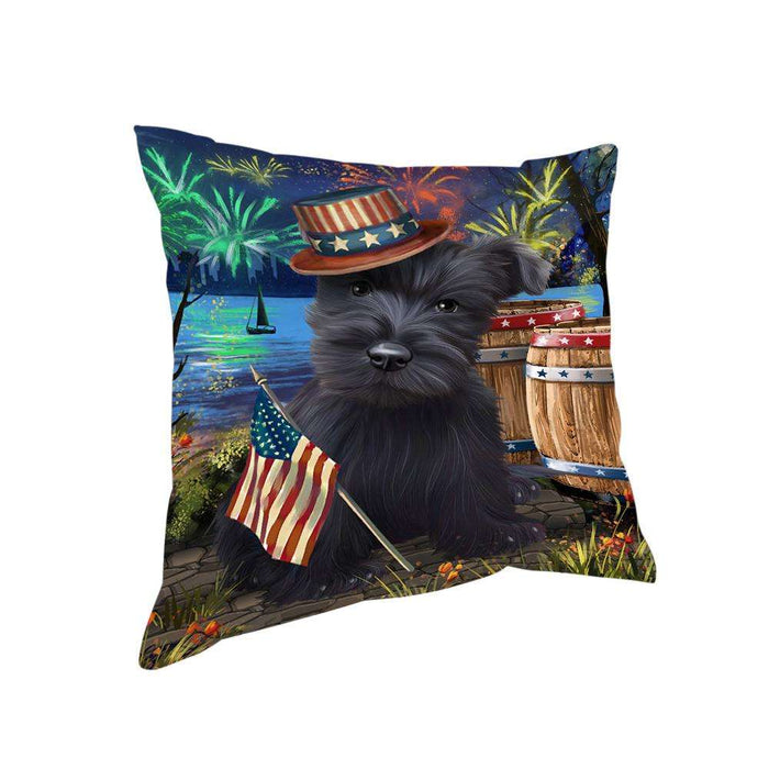 4th of July Independence Day Fireworks Scottish Terrier Dog at the Lake Pillow PIL60944
