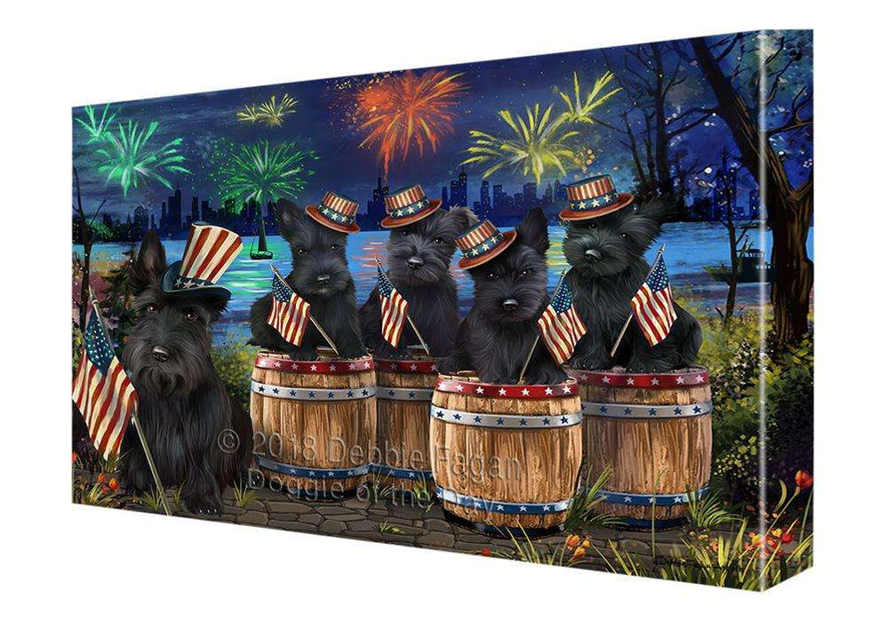 4th of July Independence Day Fireworks Scottish Terriers at the Lake Canvas Print Wall Art Décor CVS76058