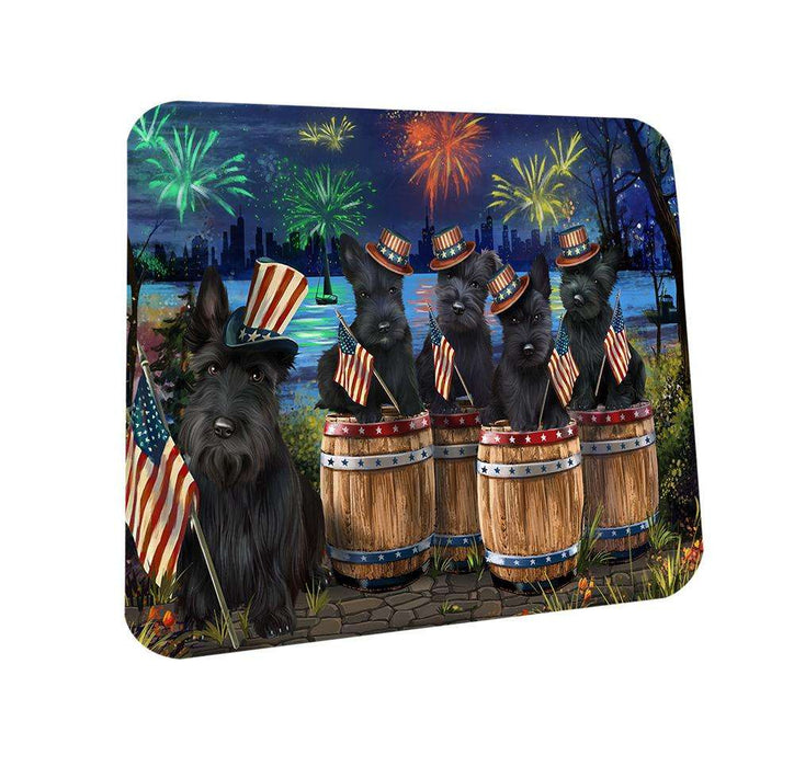 4th of July Independence Day Fireworks Scottish Terriers at the Lake Coasters Set of 4 CST51011