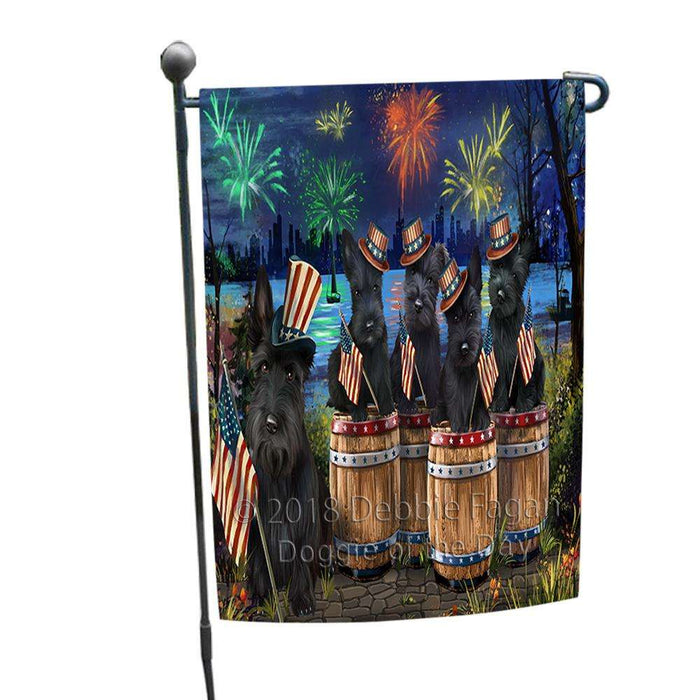 4th of July Independence Day Fireworks Scottish Terriers at the Lake Garden Flag GFLG50974
