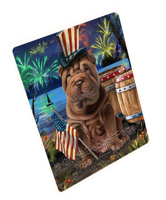 4th of July Independence Day Fireworks Shar Pei Dog at the Lake Blanket BLNKT77088