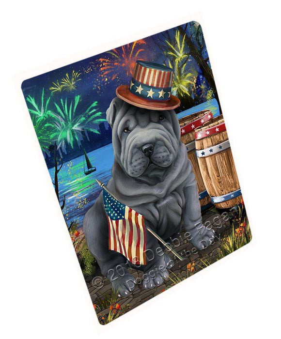 4th of July Independence Day Fireworks Shar Pei Dog at the Lake Large Refrigerator / Dishwasher Magnet RMAG67392