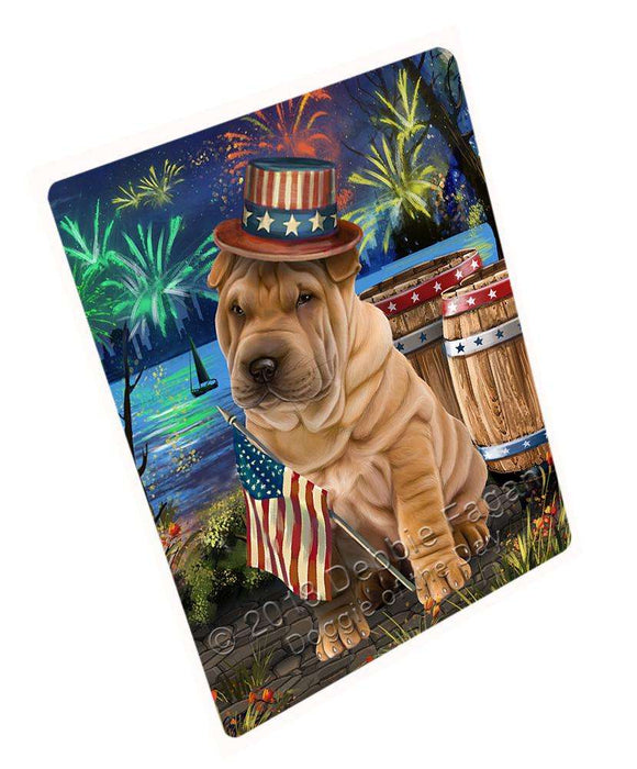 4th of July Independence Day Fireworks Shar Pei Dog at the Lake Large Refrigerator / Dishwasher Magnet RMAG67398