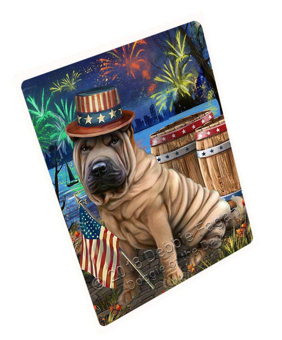 4th of July Independence Day Fireworks Shar Pei Dog at the Lake Large Refrigerator / Dishwasher Magnet RMAG67410